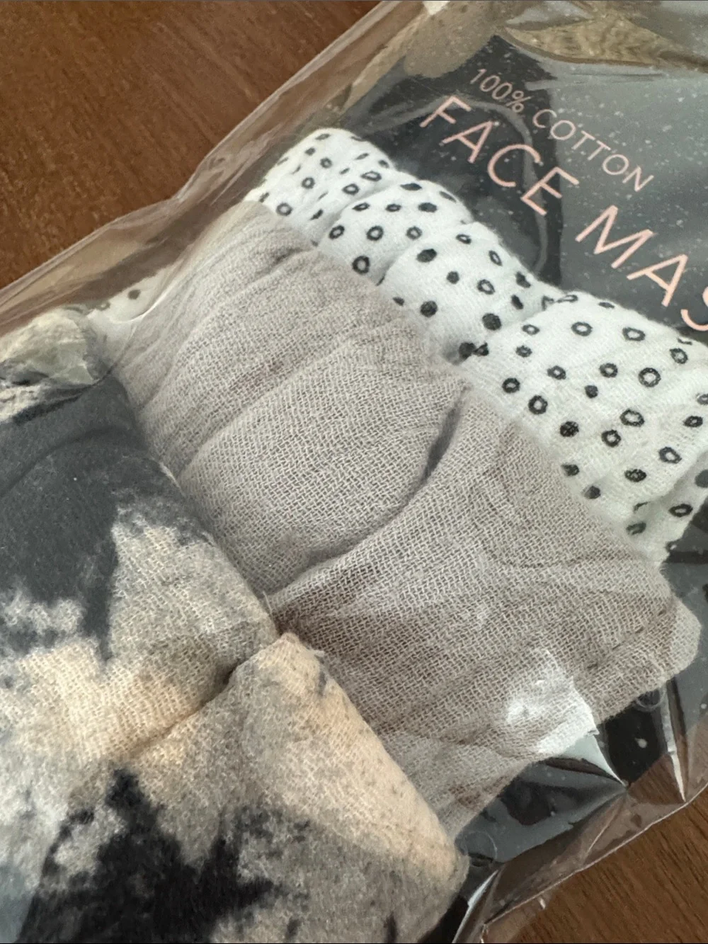 Kitsch Black, White & Gray 3-Pack Cotton Face Masks